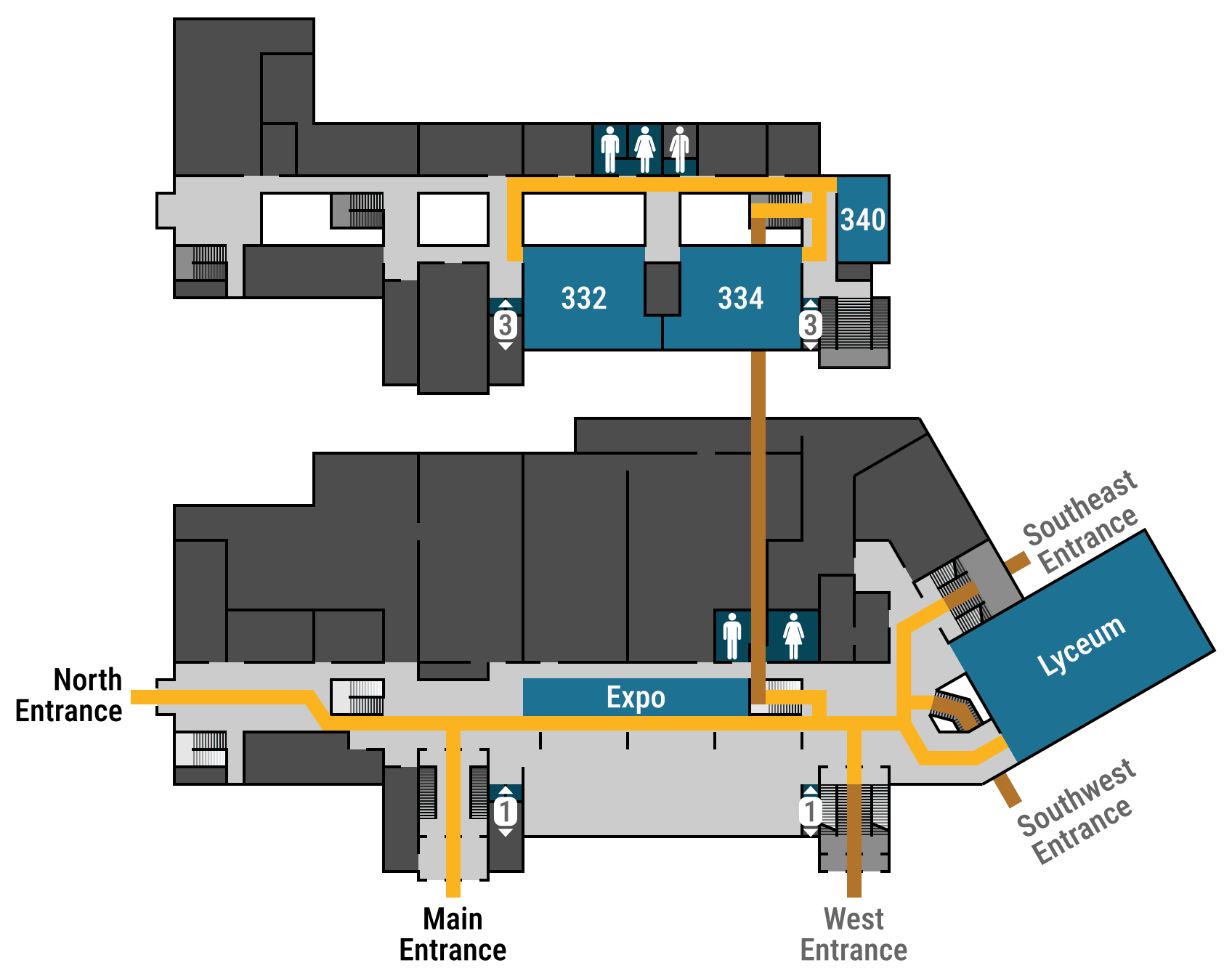 Map of HUB floors 1 and 3